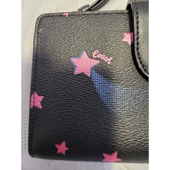 Coach Phone Wallet Wristlet with Disco Star Print Black Pink - Picture 3 of 9